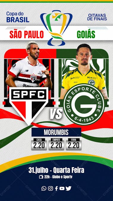 Flyer esportivo são paulo vs goiás copa do brasil 2024