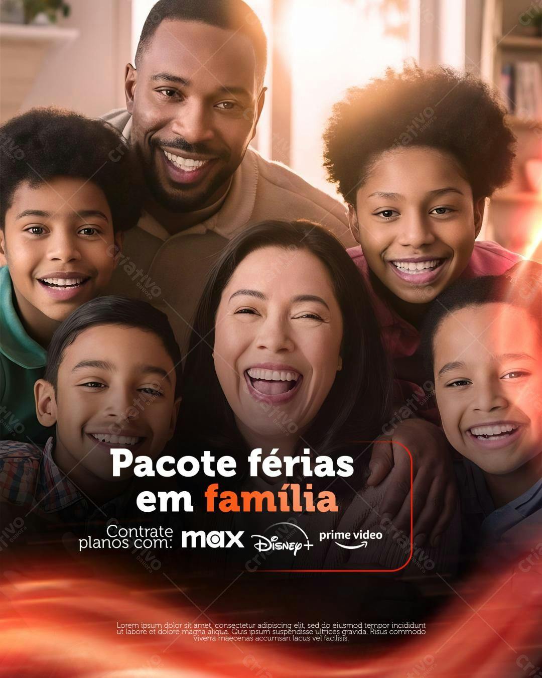 Flyer Família Pacote Férias PSD Editável