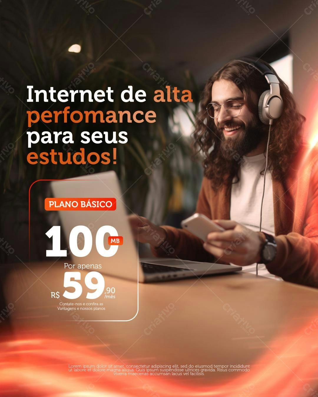Flyer Internet de Alta Performance para Estudos PSD Editável