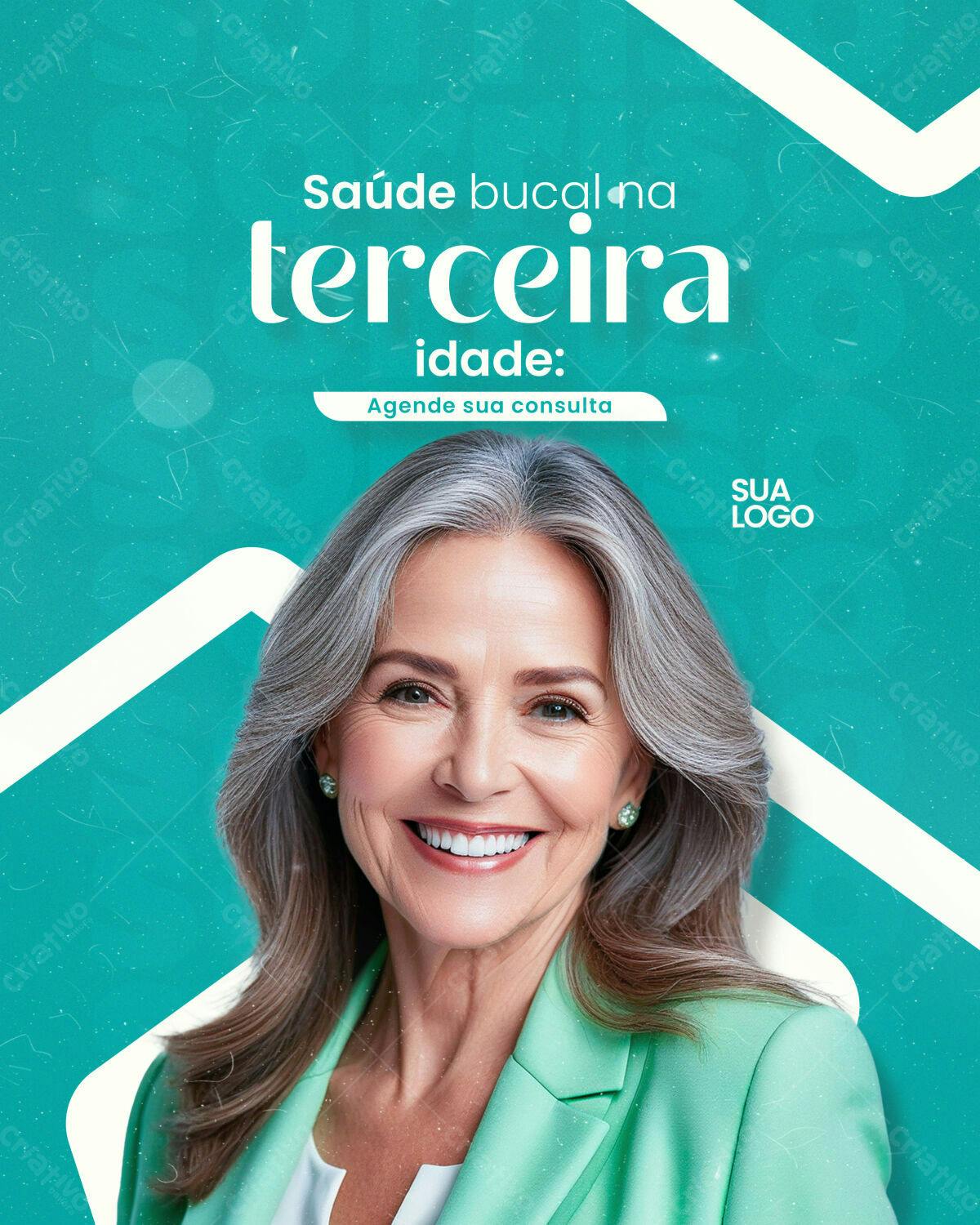 Flyer Saúde Bucal Terceira Idade PSD Editável