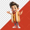 3d element, character, boy, dressed as happy hot dog 02