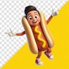 3d, character, boy, dressed, hot dog, cheerful, 01.