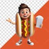 3d element character boy dressed hot dog cheerful 03