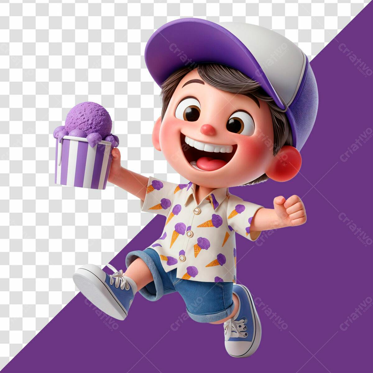 Personagem Cartoon Sorvete Psd Editável