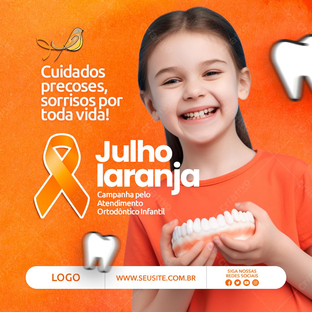 Post para Julho Laranja PSD Editável