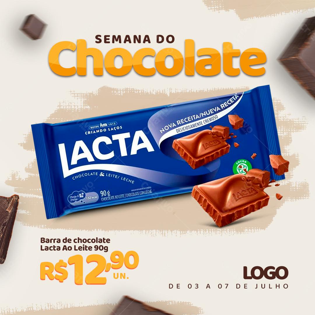Flyer Semana do Chocolate Lacta PSD Editável