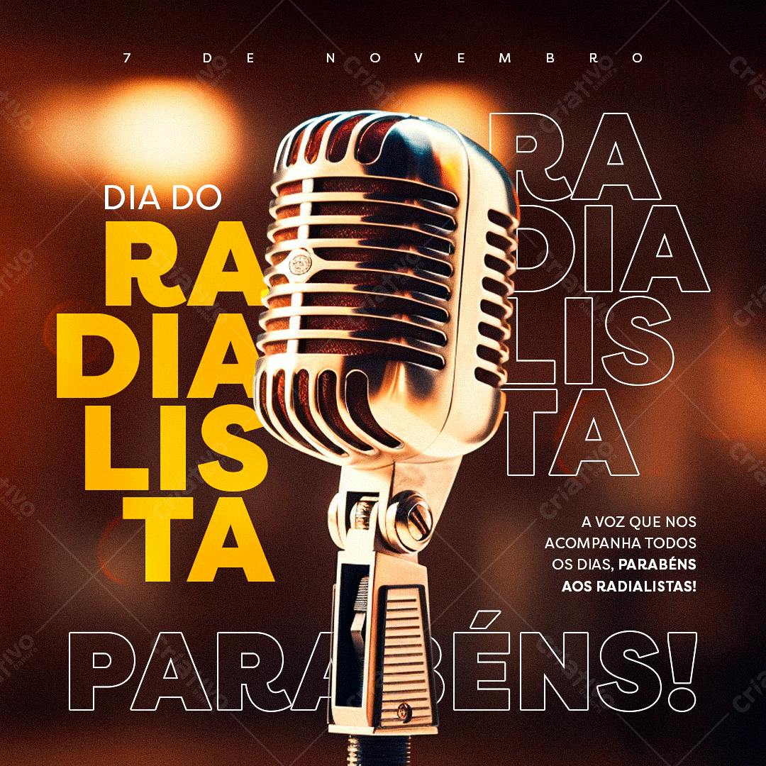 Flyer Dia do Radialista PSD Editável
