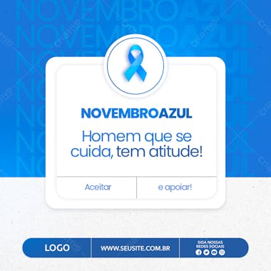 Novembro azul lembrete homem que se cuida, tem atitude