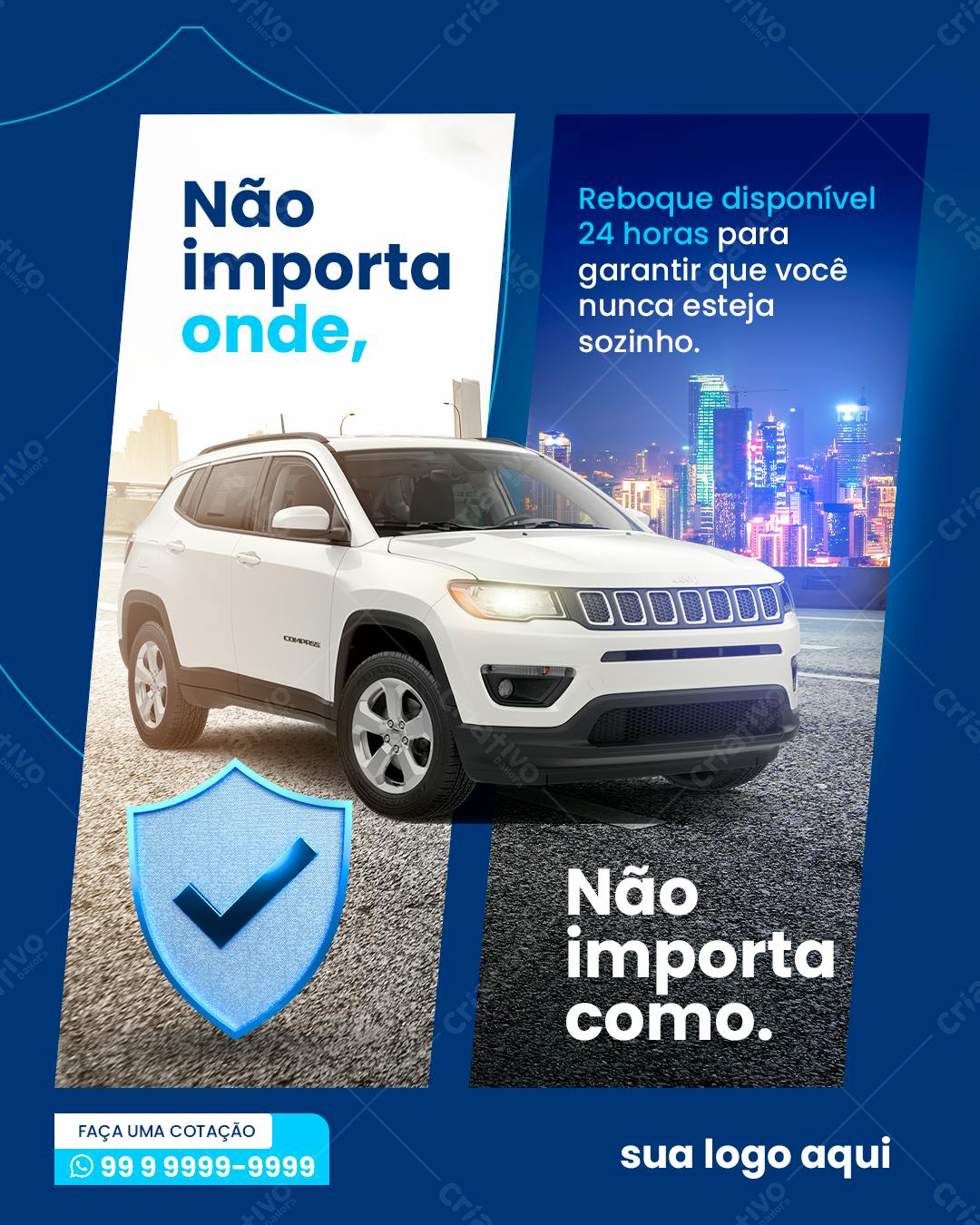 Post para Redes Sociais Reboque 24h PSD Editável