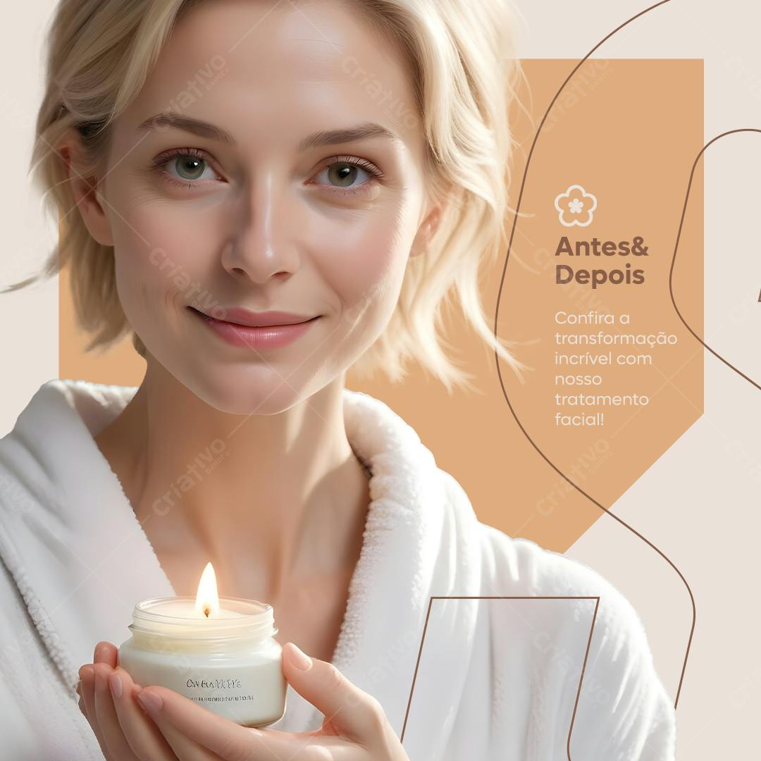 Postagem Antes & Depois Tratamento Facial PSD Editável