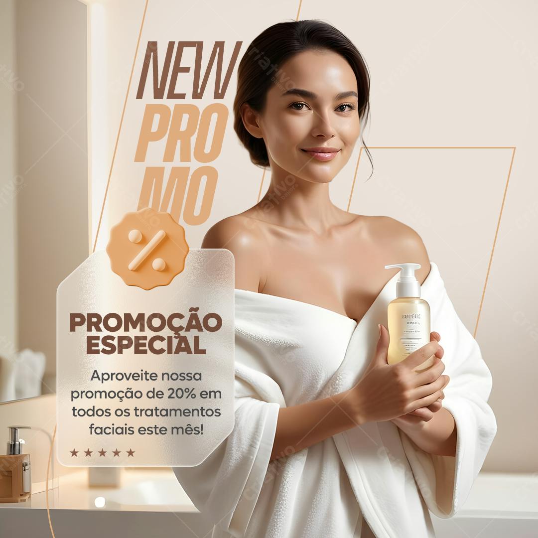 Post Promocional Beleza Facial 20% OFF PSD Editável