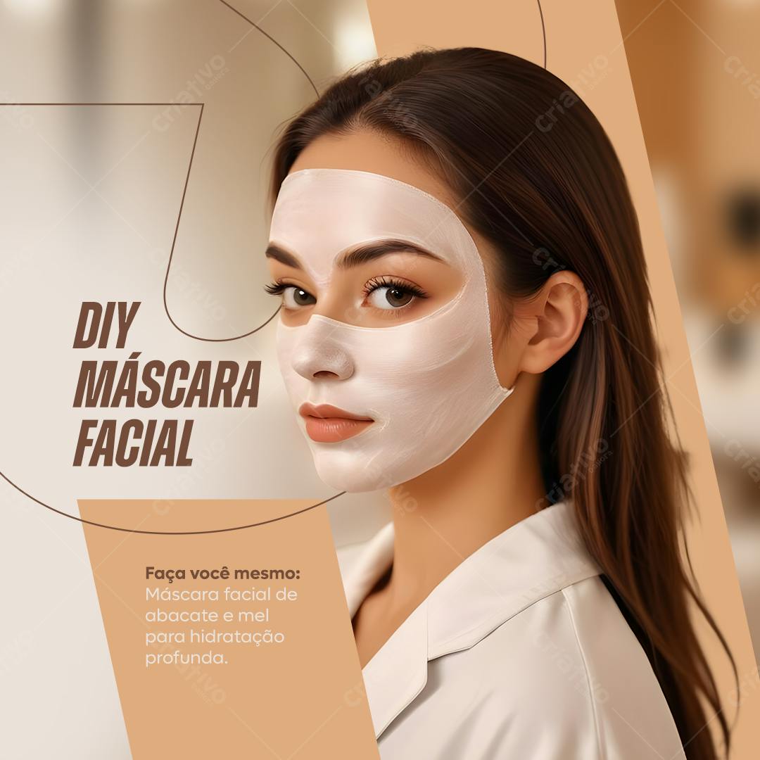 Post para Redes Sociais Máscara Facial DIY PSD Editável