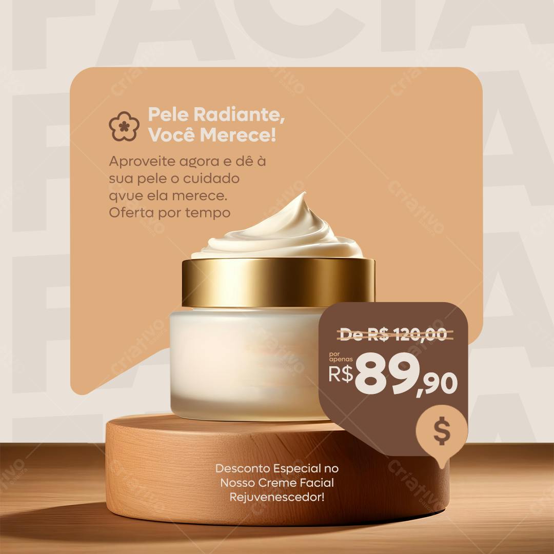 Postagem Instagram Creme Facial PSD Editável