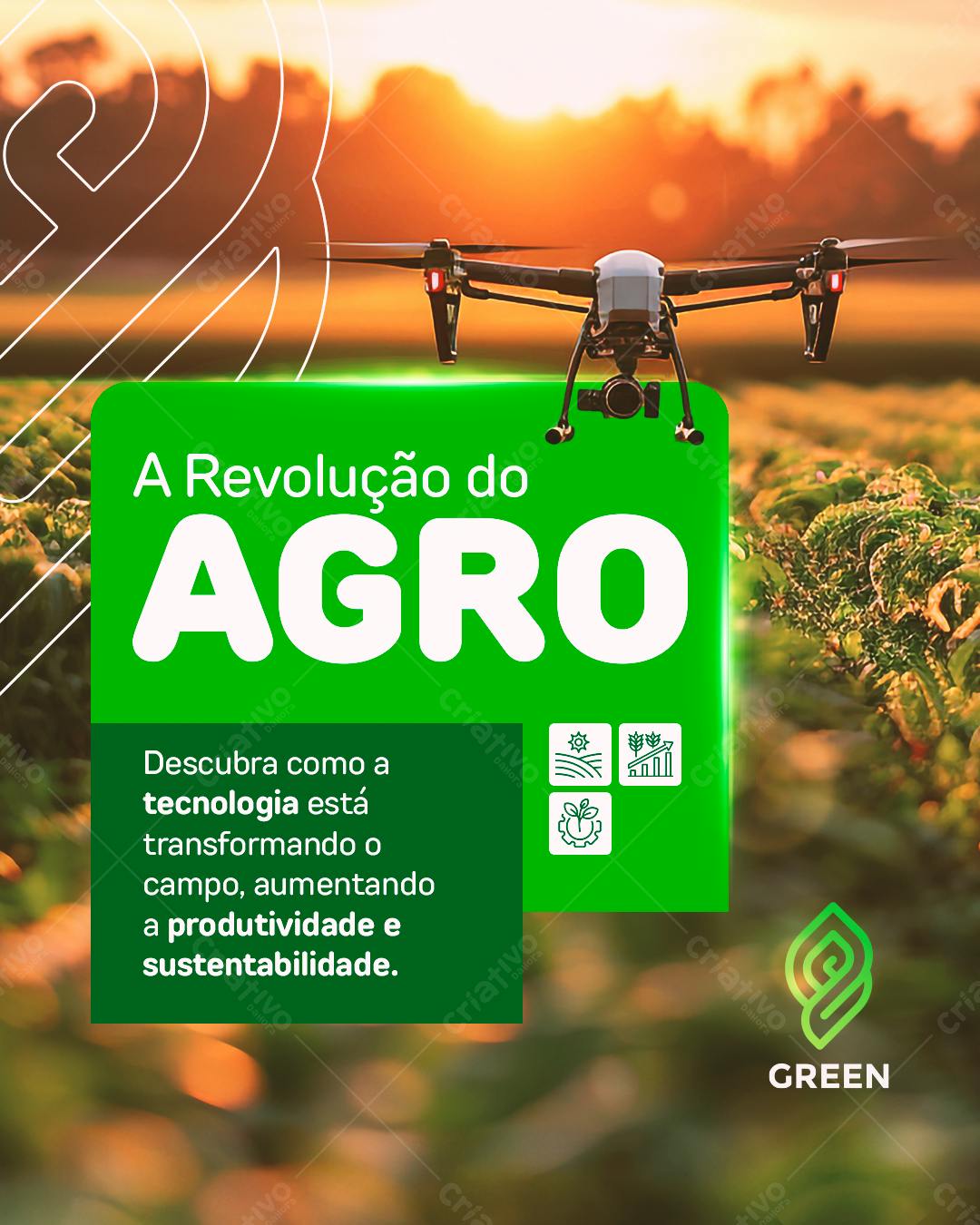 Flyer Agronegócio com Drone PSD Editável