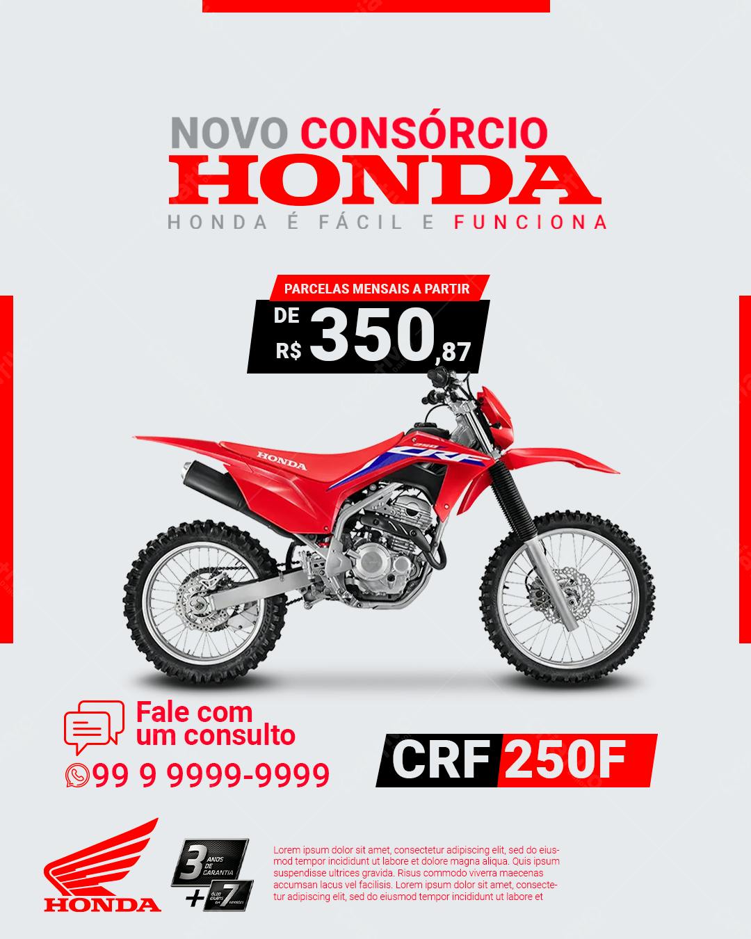 Flyer Consórcio Honda CRF 250F PSD Editável