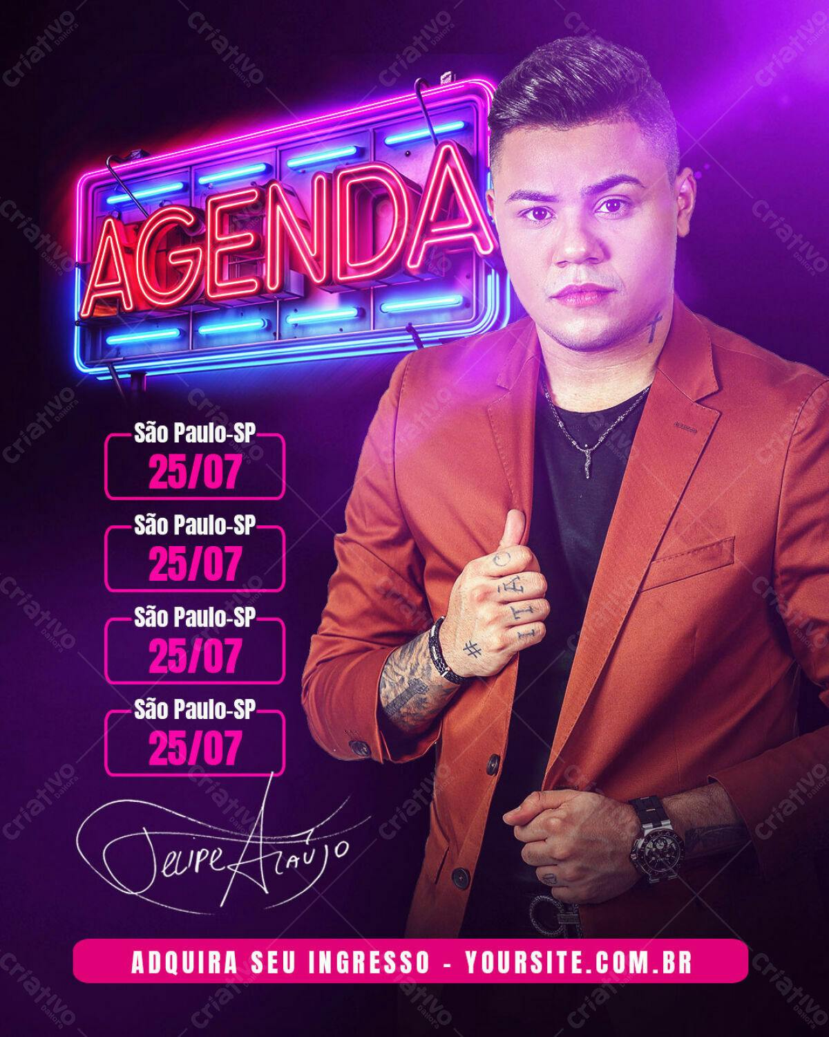 Flyer para Show de Jeupe Araújo PSD Editável