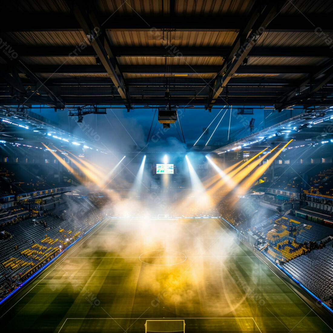 Estádio iluminado antes de jogo noturno