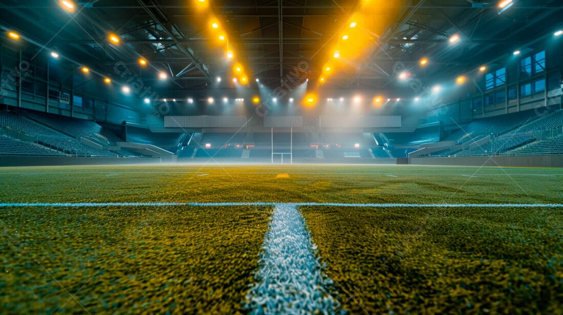Campo de futebol americano iluminado à noite