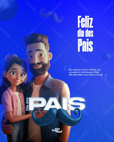 Arte editável para o dia dos pais, agosto, amor