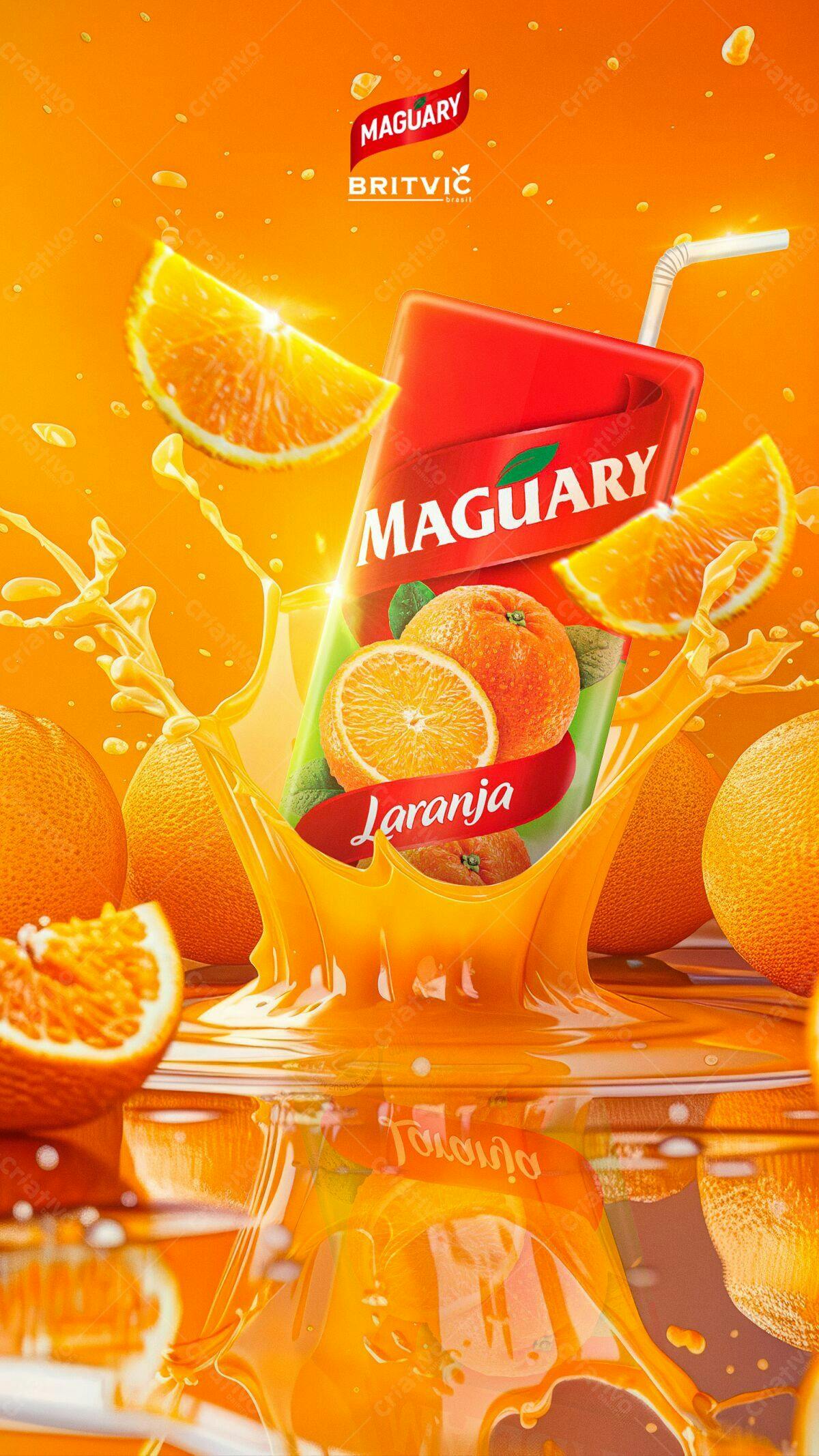 Embalagem para Suco de Laranja PSD Editável