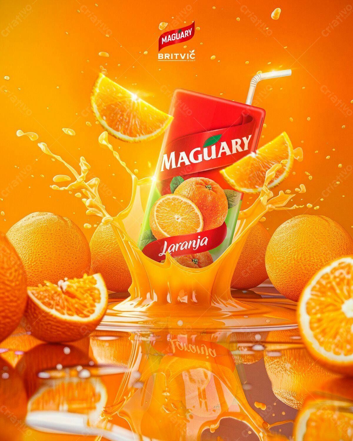 Anúncio Suco Laranja PSD Editável