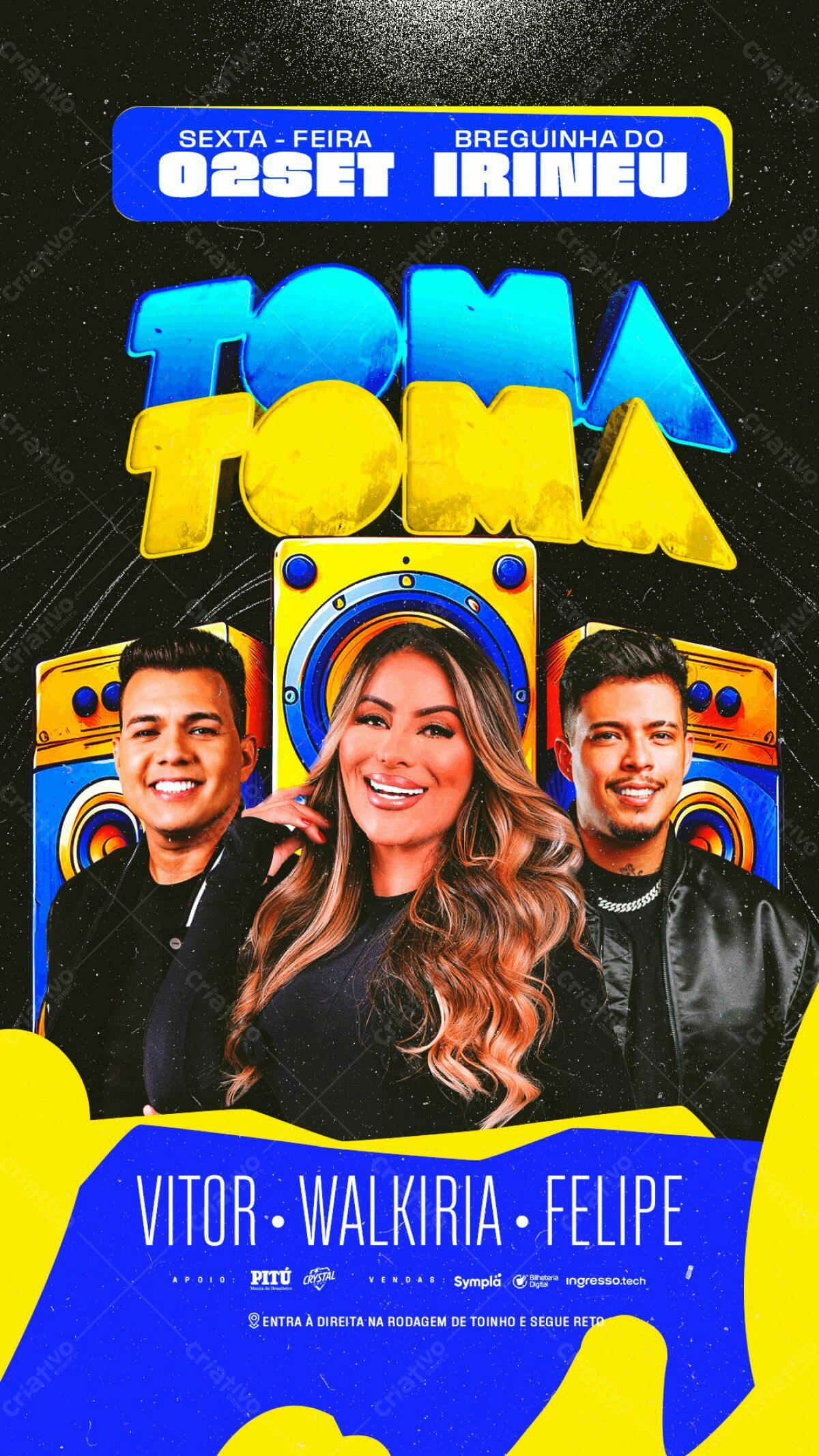 Flyer para Show Vitor, Walkyria e Felipe PSD Editável