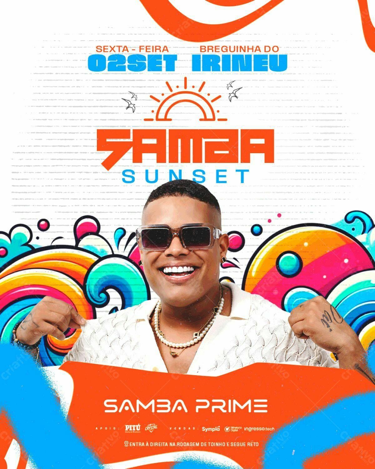 Flyer Samba Sunset com 02Set Irineu PSD Editável
