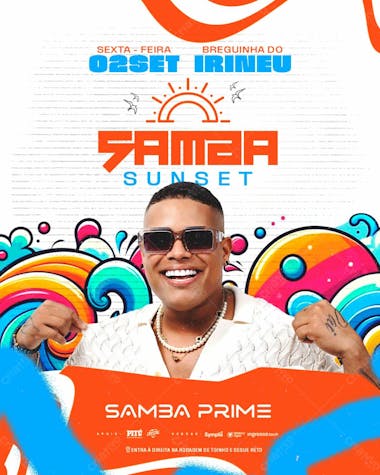 Flyer evento samba sunset feed psd editável