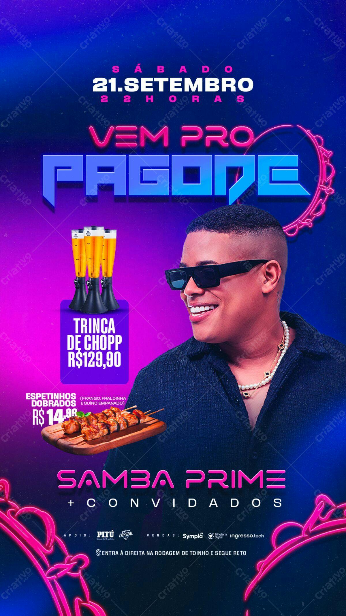 Flyer Pagode Samba Prime PSD Editável