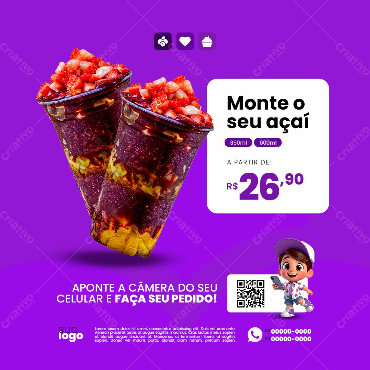 Flyer Açaí PSD Editável