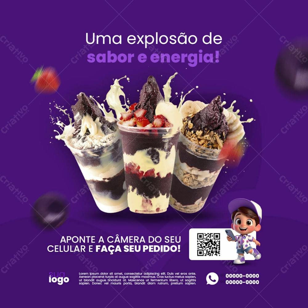 Banner De Midia Social Açaiteria Sorveteria