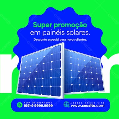 Energia solar promoção especial social media psd