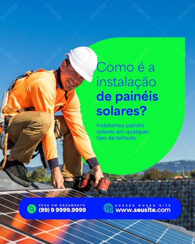 Energia solar instalação de painéis solares feed