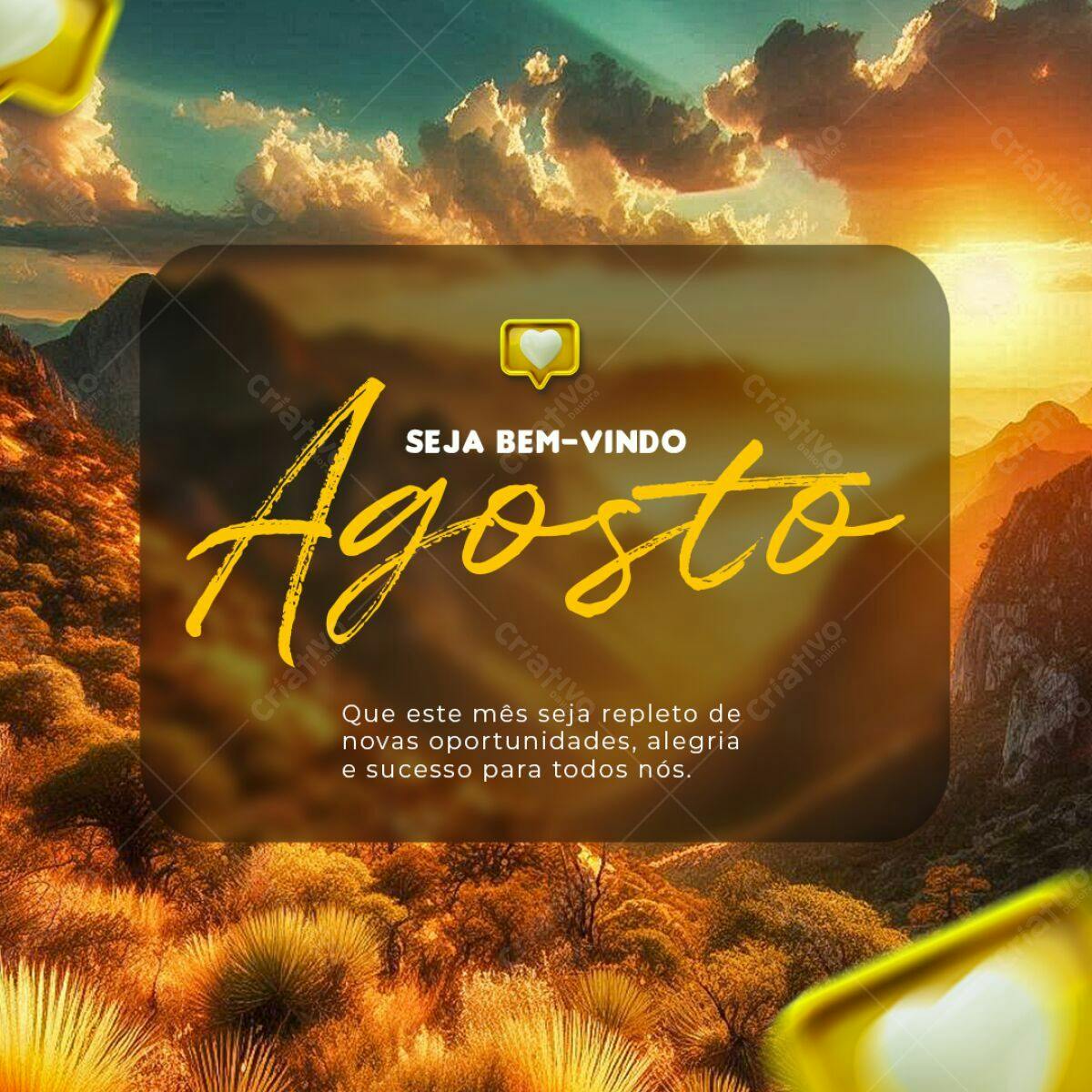 Postagem Agosto Bem-vindo PSD Editável