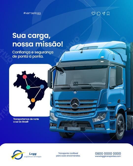 Post para Redes Sociais Logística PSD Editável