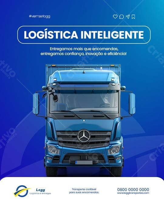 Post para Redes Sociais Logística Inteligente PSD Editável