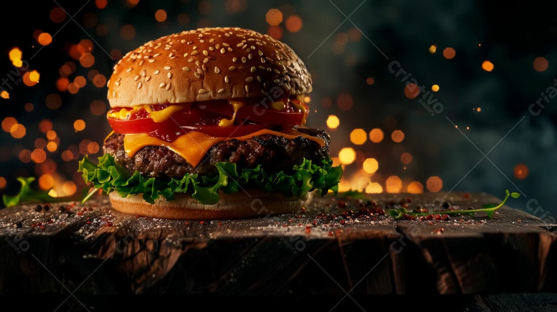 Hambúrguer suculento com queijo derretido