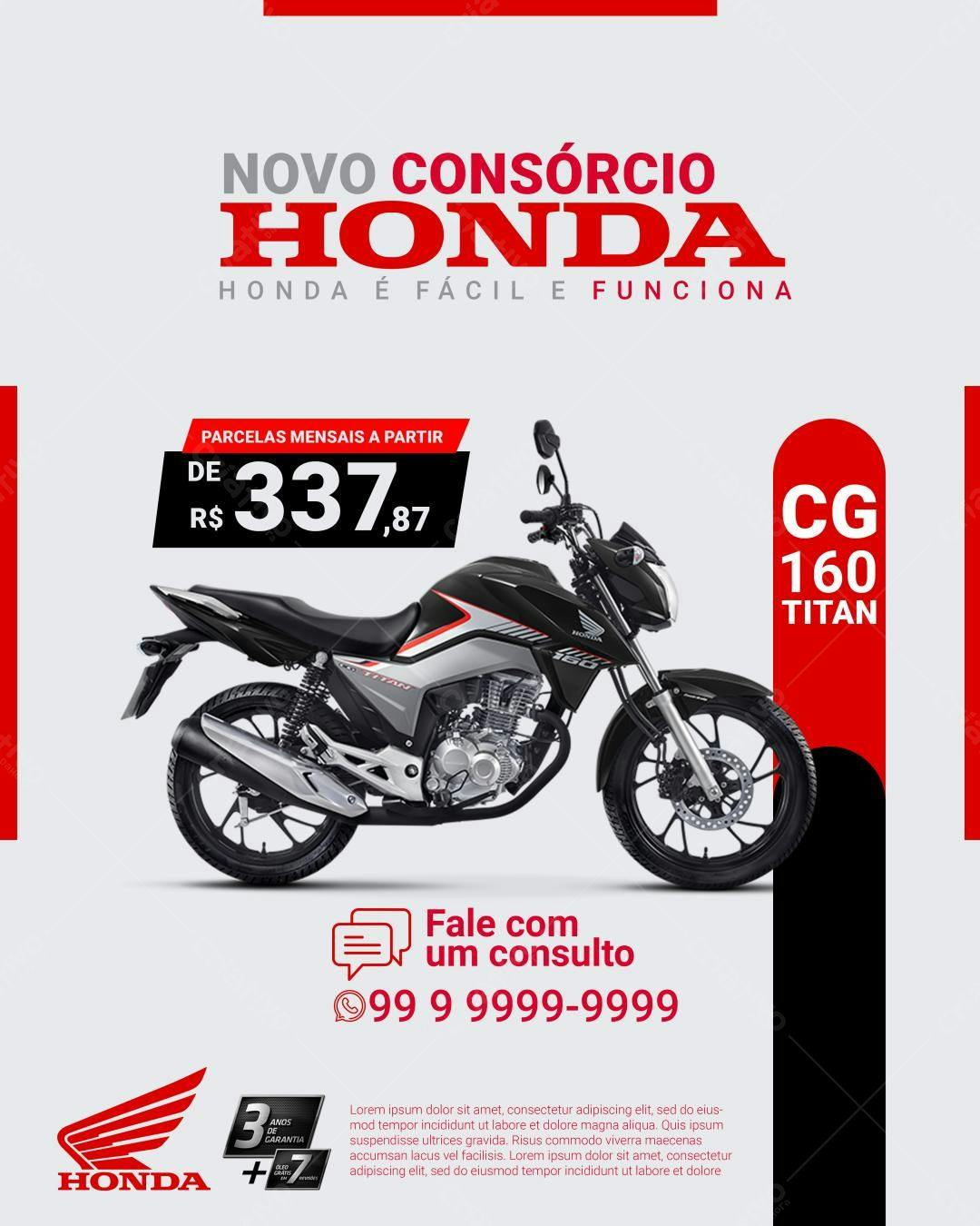 Flyer Consórcio Honda CG 160 Titan PSD Editável