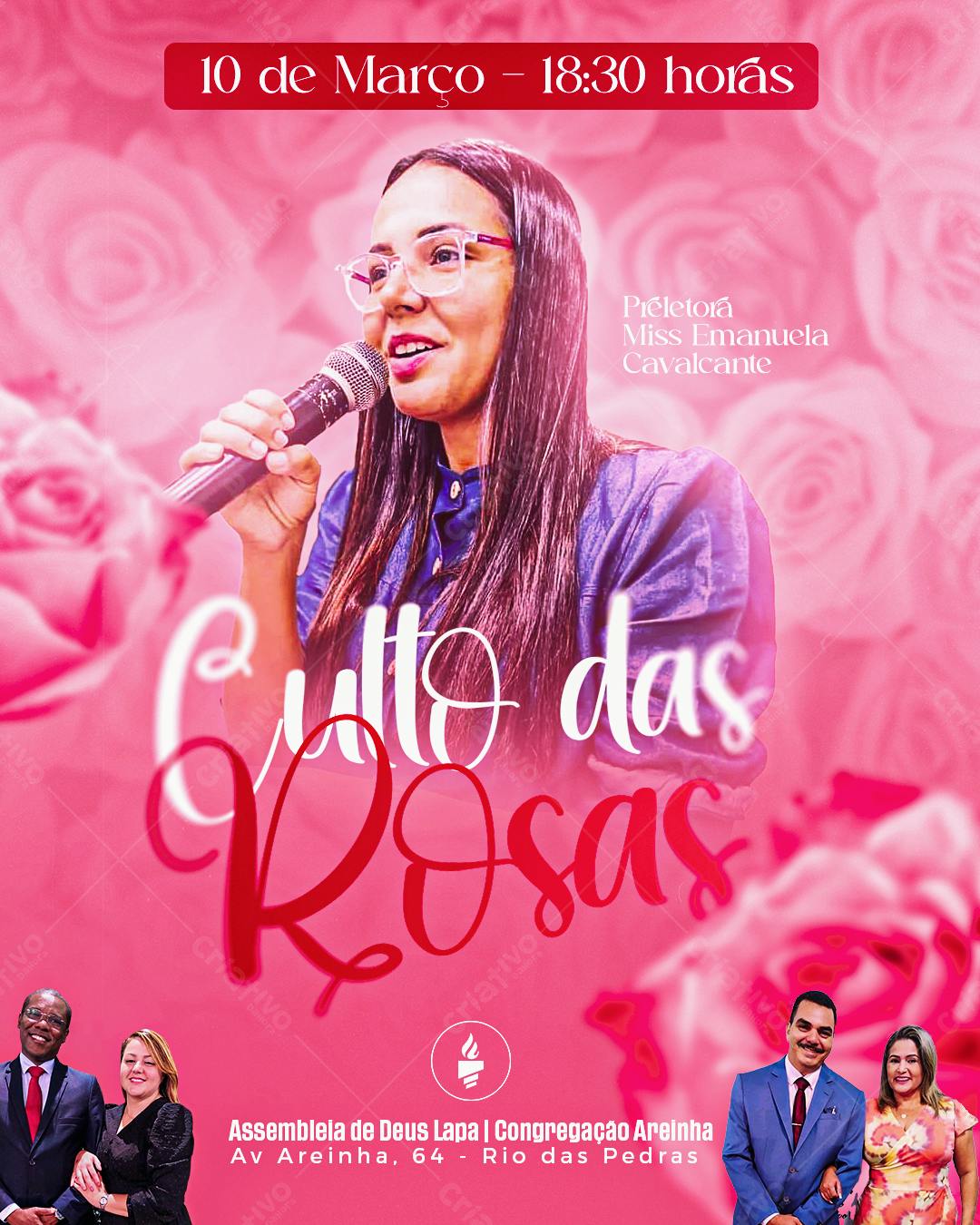 Flyer Culto das Rosas PSD Editável