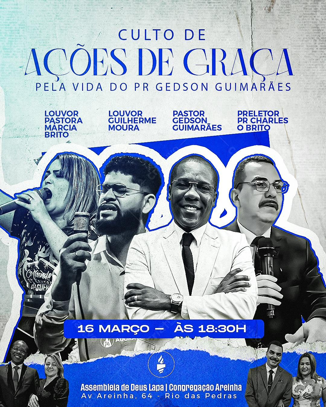 Flyer para Culto de Ações de Graça PSD Editável