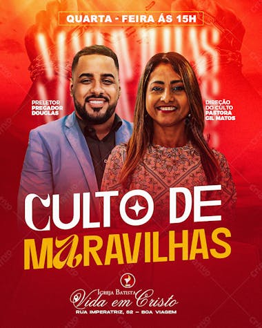 Flyer gospel culto das maravilhas