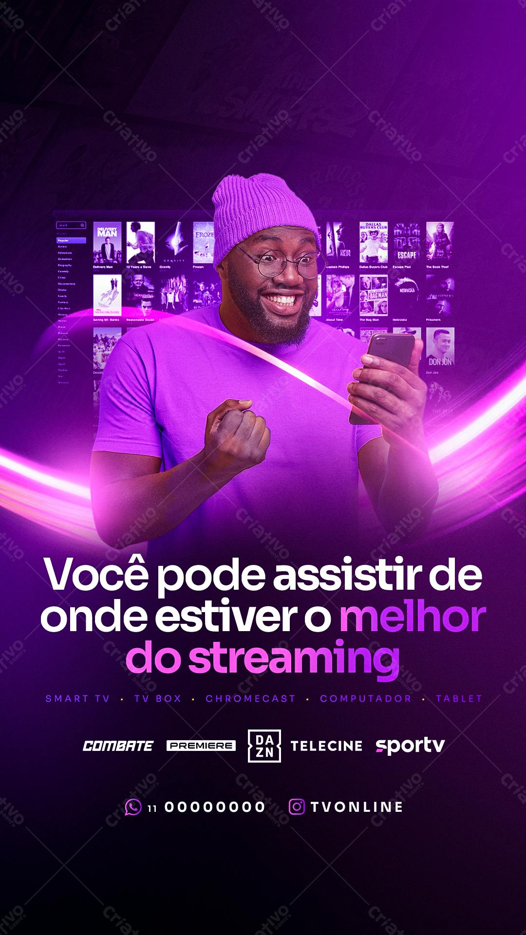 Flyer Streaming para Assistir de Qualquer Lugar PSD Editável