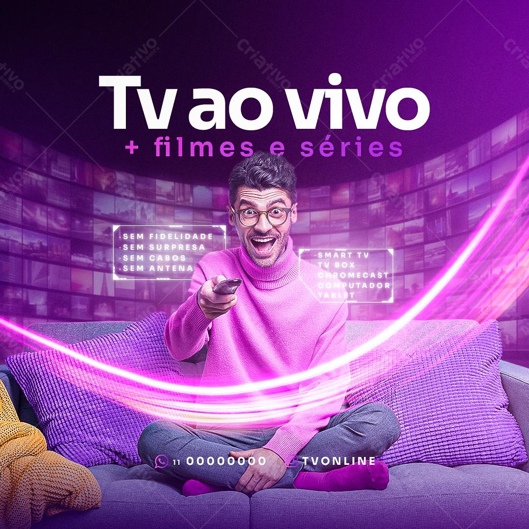 Flyer TV ao Vivo + Filmes e Séries PSD Editável
