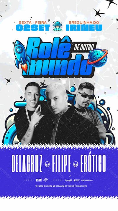 Flyer Evento Rolê De Outro Mundo Stories Psd Editável