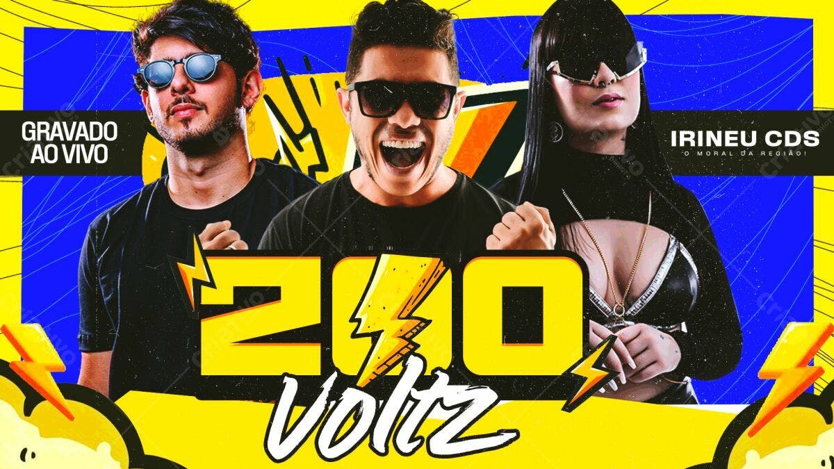 Flyer para Show 200 Volts PSD Editável
