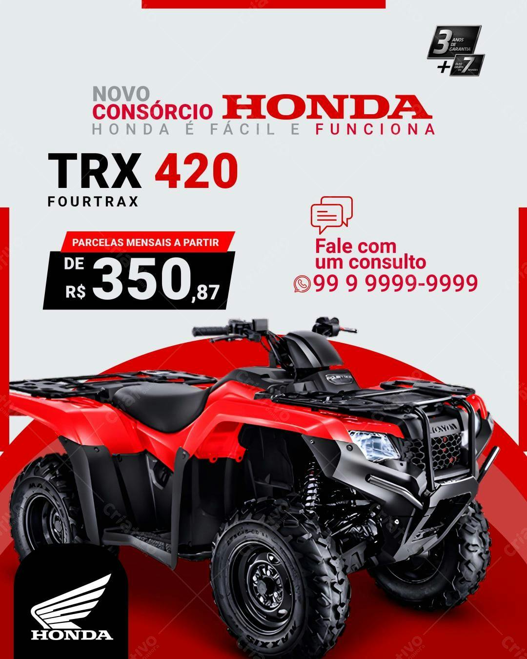 Flyer Consórcio Honda TRX 420 PSD Editável