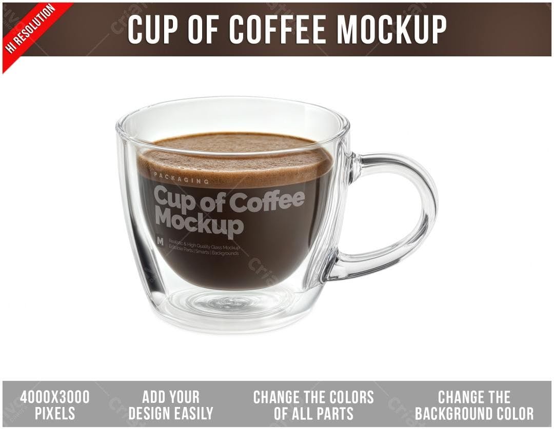 Mockup Realista de Xícara de Café Dupla