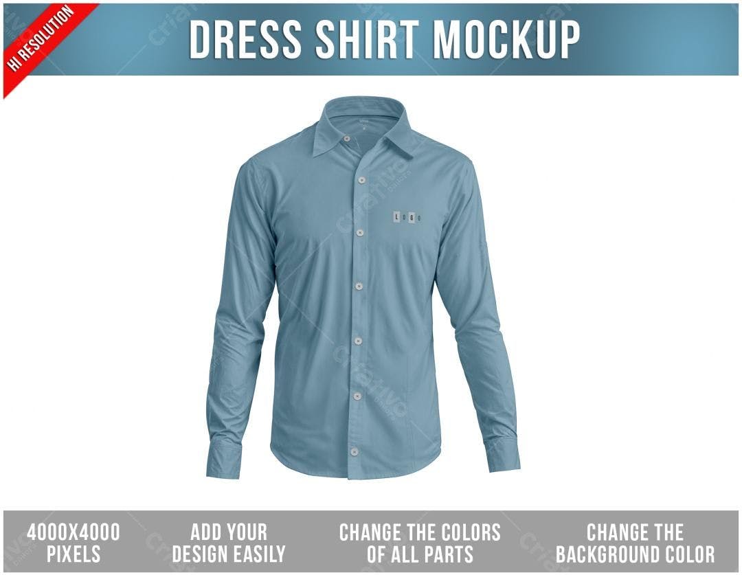 Mockup Camisa Social Azul Claro: Modelo Realista