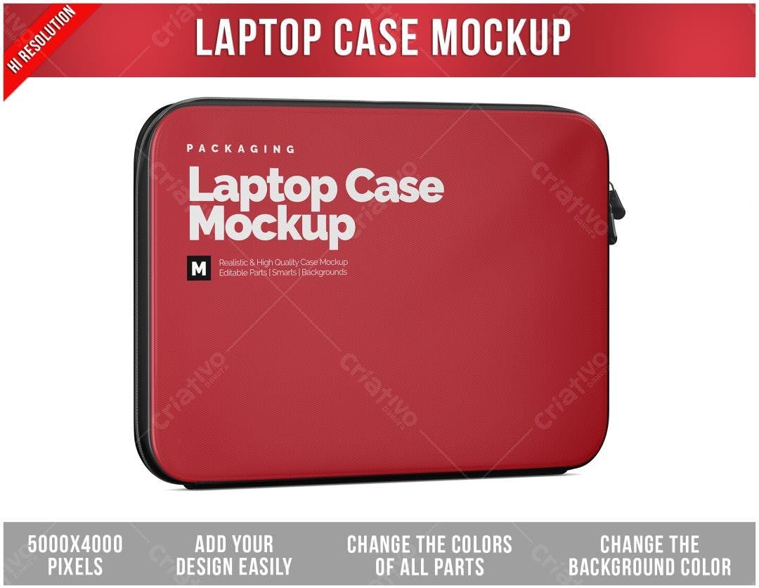 Mockup Realista de Capa para Notebook Vermelha