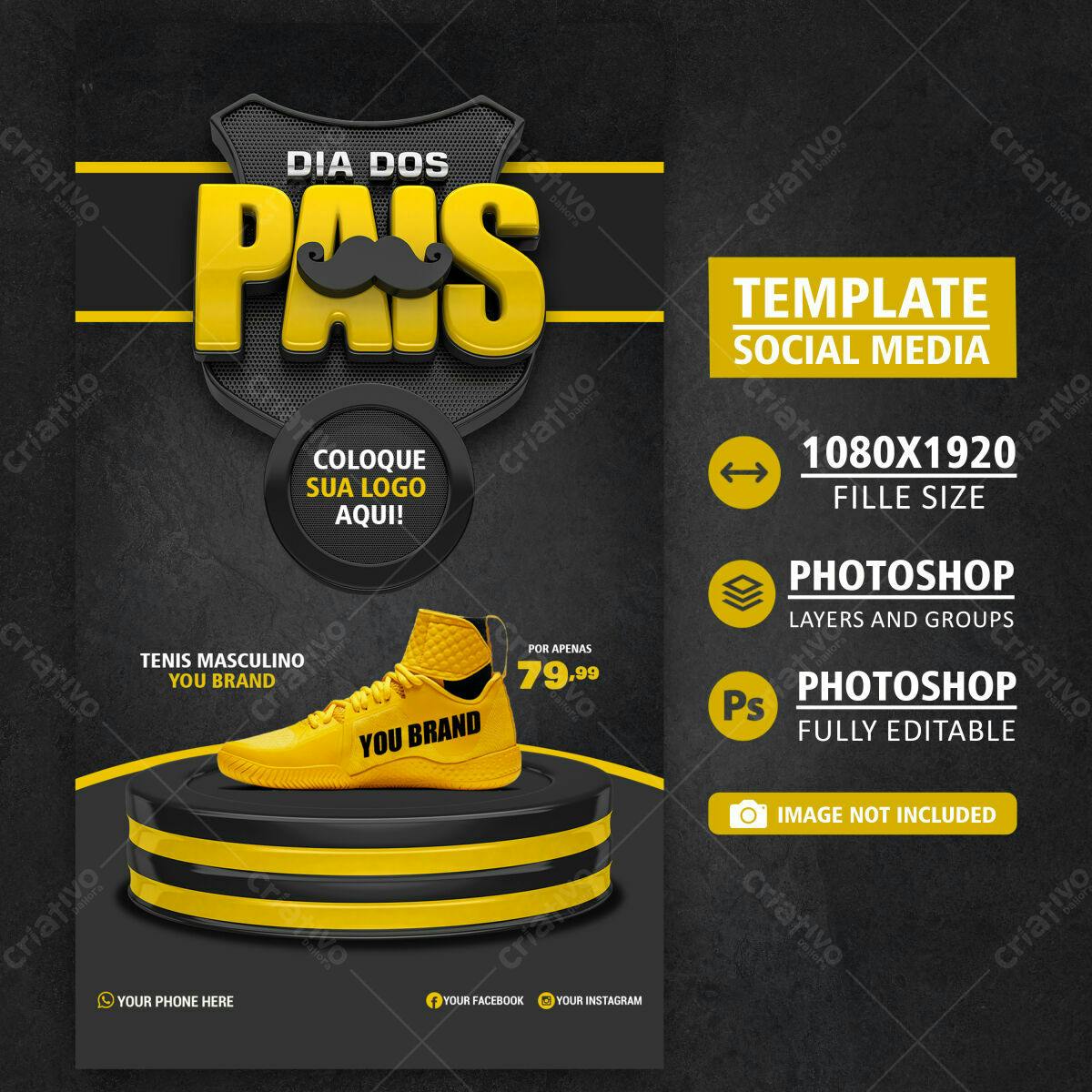 Flyer Dia dos Pais com Tênis Masculino PSD Editável